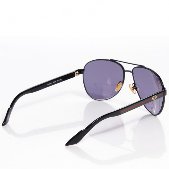 Gucci | Shiny Black Aviator Sunglasses - Picture 6 of 9
